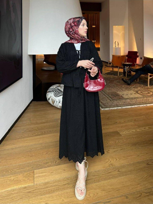 Kolu Lastikli Önü Bağlamalı Astarlı Fisto Takım