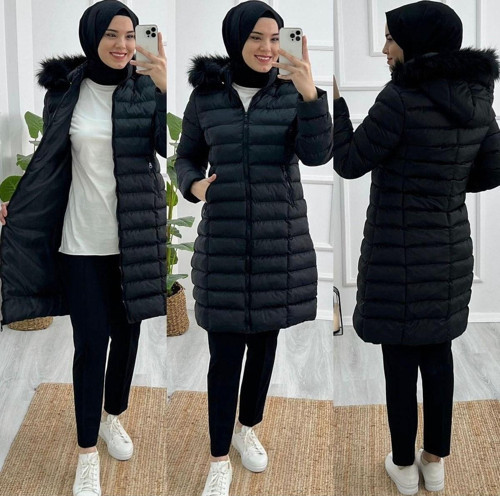 Parla Afra Sıcacık Tutacak Tam Dolum Elyaf Kapüşonlu Şişme Mont