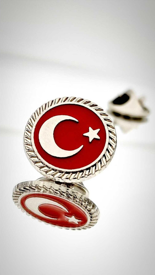 Türk Bayrağı Mineli Fasetli Rozet