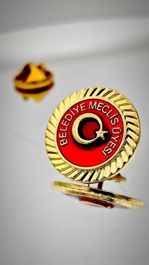 Belediye Meclis Üyesi Altın Kaplama Mine Boyalı Yaka Rozeti
