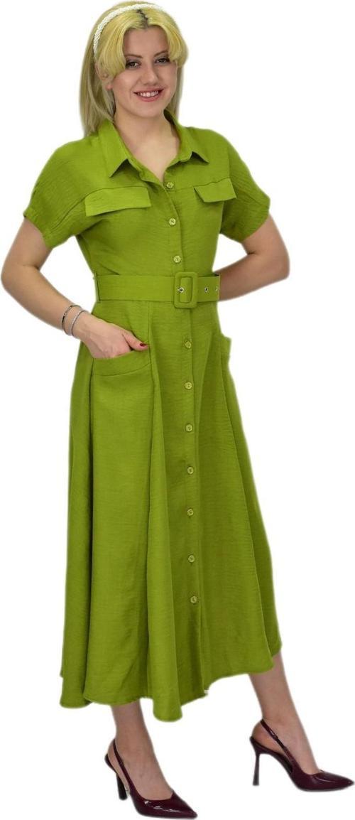 Kadın Cepli Kemerli Ayrobin Elbise BGL-ST03776