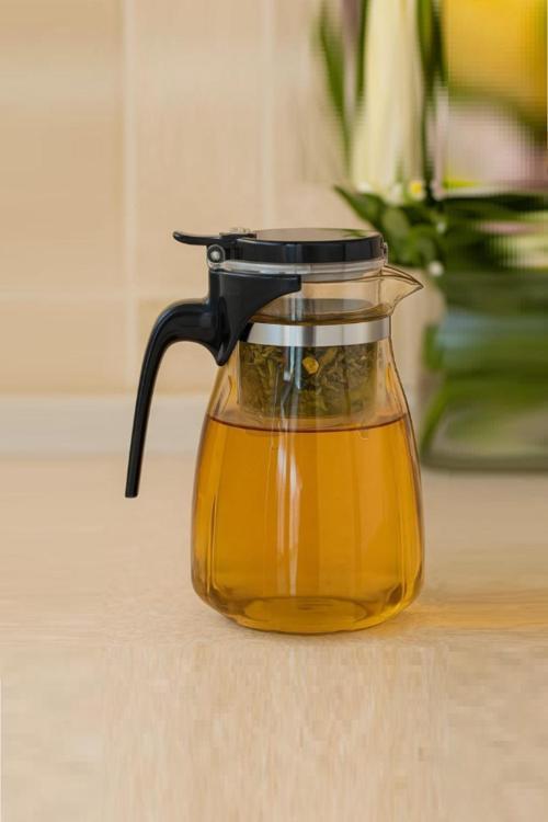 Büro Ev Ofis Mutfağı için 900ML Süzgeçli Cam Sürahi