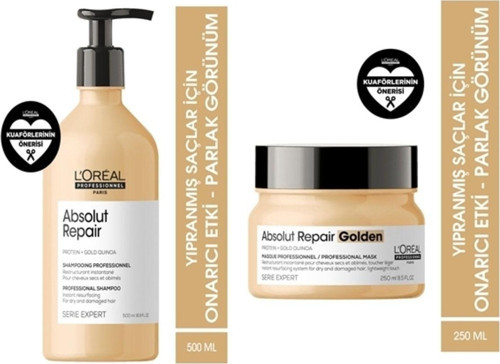 Loreal Serie Expert Absolut Repair Onarıcı Şampuan 500 Ml + Serie Expert Absolut Repair Altın Maske