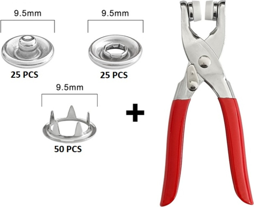 Metal Çıtçıtlı Düğme Pensesi ve Düğmesi (25 Set)