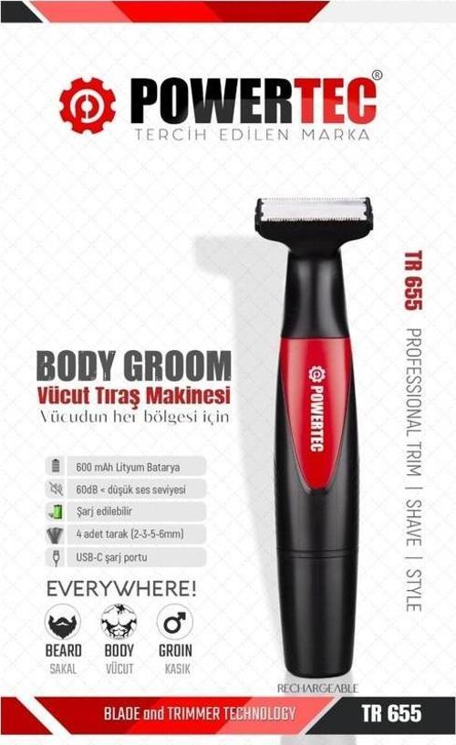 Tr-655 Vücut Tıraş Makinesi (Body Groom) Çift Bıçak - Sıfıra Yakın Kesim