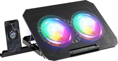 Ga48 Dizüstü Bilgisayar Soğutucu Laptop Standı 2 Adet 14CM FAN RGB LED Telefon Tutucu Yükseklik Ayarlı
