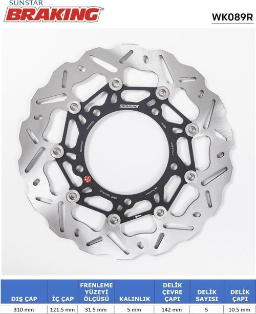 SUZUKI DALGALI ÖN PERFORMANS FREN DİSKİ SUZUKI HAYABUSA GSX-R 1300cc ÖN SAĞ 2008-2017