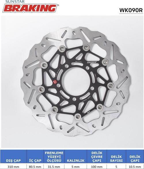 KAWASAKI DALGALI ÖN PERFORMANS FREN DİSKİ KAWASAKI ZZR ZX-14R 1400cc ÖN SAĞ 2006-2020
