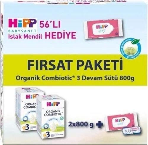 Nessiworld Hipp 3 Organik Combiotic Bebek Sütü 800 Gr X2 Islak Mendil Hediyeli