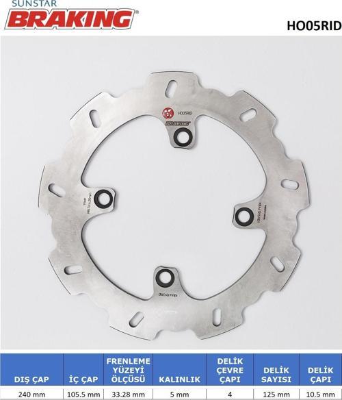 DALGALI ARKA FREN DİSKİ HONDA XL V TRANSALP ABS 700cc ARKA 2008-2011