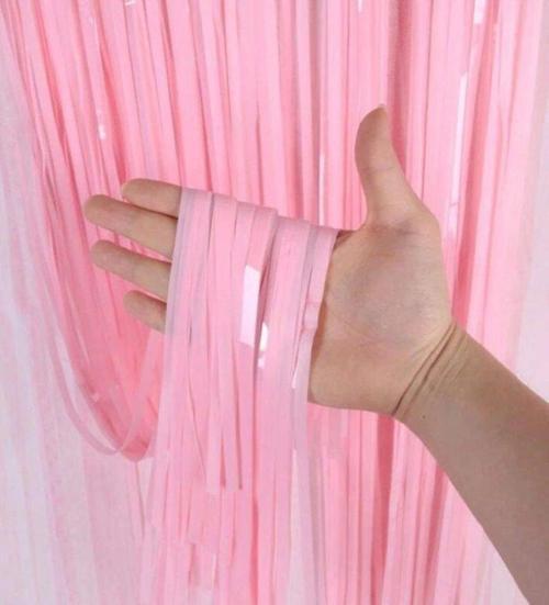 Nessiworld Soft Pembe Püsküllü Kapı Perdesi - Parti, Baby Shower, Cinsiyet Partisi 1x2 m