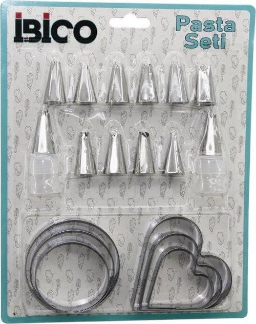 20PCS PASTA SÜSLEME UÇ SETİ= 12-METAL KURABİYE KALIP METAL=3-KALP - 3-YUVARLAK 2-UÇ TUTUCU PLS.ADAPTÖR (2818)