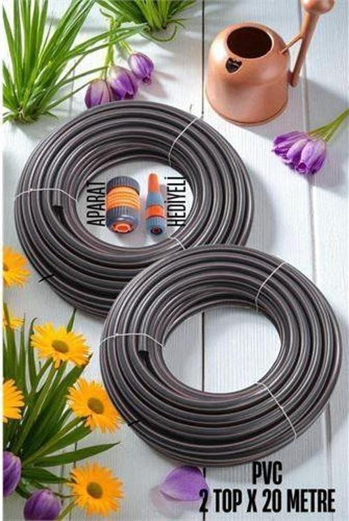 2 Top 20 Metre Bahçe Hortumu Sulama Aparatı Set