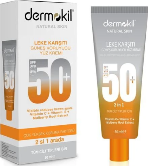 DERMOKIL Lekelere Karşı Güneş Koruyucu Yüz Kremi 2n1 50+Spf