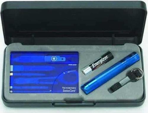 Swiss Card + Maglite Fener Seti, Mavi
