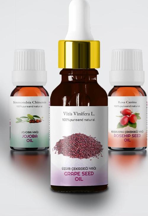 En Sevilen Aromaterapi Sabit Yağlar Paketi No:4 ( Kuşburnu 10ml Jojoba 10ml Üzüm 50 ml )+Sprey Başlık