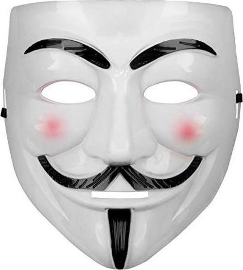 Beyaz Pembe Yanaklı V For Vendetta Maskesi