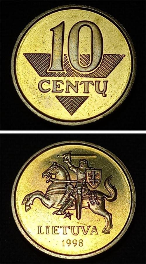 Escoines 39963688bb0939daf3 1998 Litvanya 10 Centas ÇİL Para Setten çıkma proff Nikel pirinç