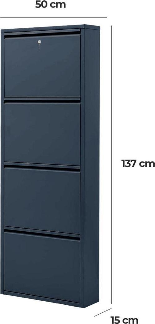 Kilitli 4'Lü Metal Ayakkabılık Antrasit