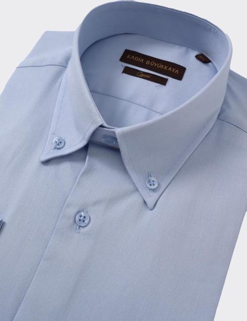 Zarif Tasarım Slim Fit Yaka Düğmeli Pamuklu Erkek Gömlek-KAW4655S