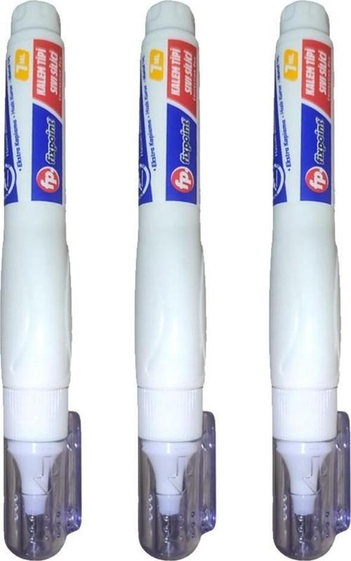 Kalem Daksil 3 Adet Fixpoint Sıvı Düzeltme Kalemi Tükenmez Pilot Kalem Mürekkep Kapatıcı Silici Örtücü Yazı Düzeltici