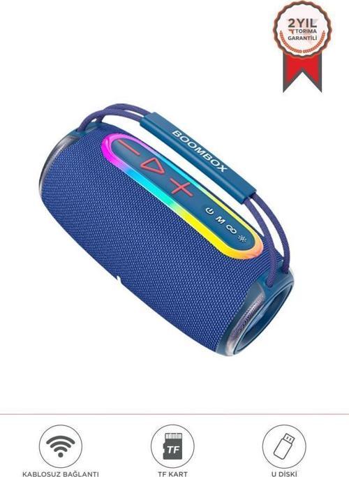 BOOMBOX680 Mavi IPX6 Kablosuz 30W Bluetooth Hoparlör Speaker