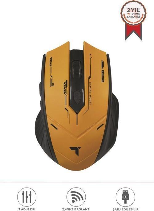 TM-20 Siyah-Sarı Çift Modlu Kablosuz Oyuncu Mouse Fare