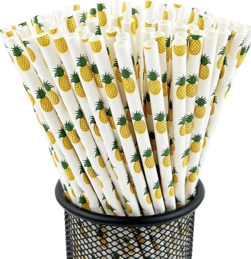 Kağıt Pipet Ananas Desenli 25'li