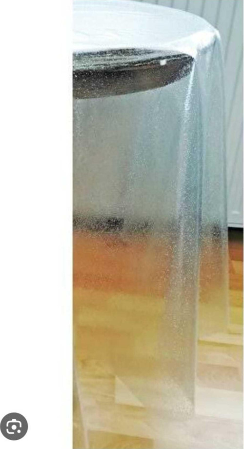 Simli Şeffaf Yuvarlak Masa Örtüsü 140Cm Çap (Kat Izi Olmadan Rulo Şeklinde Gönderim)