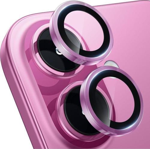 Iphone 16 ve 16 Plus Pembe (Pink) Uyumlu Kamera Lens Koruyucu Cam