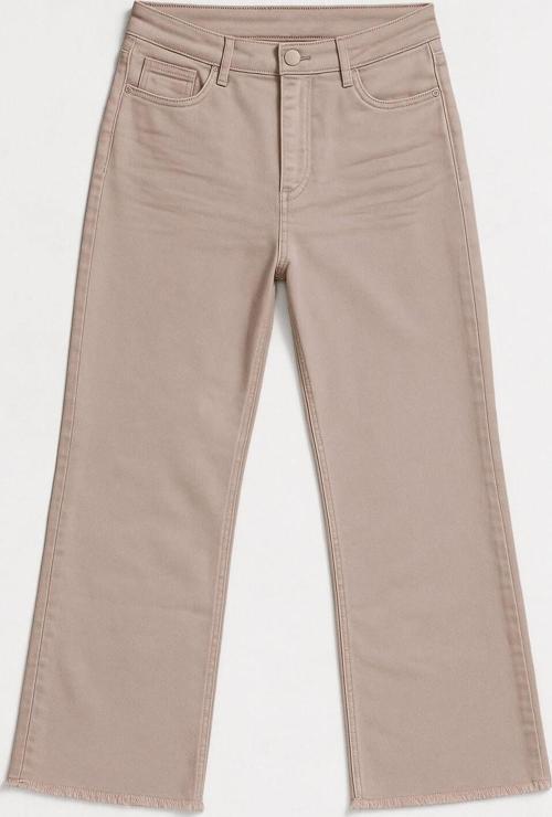 Kadın Paçası Püskül Detaylı Wide Leg Bej Jean Pantolon