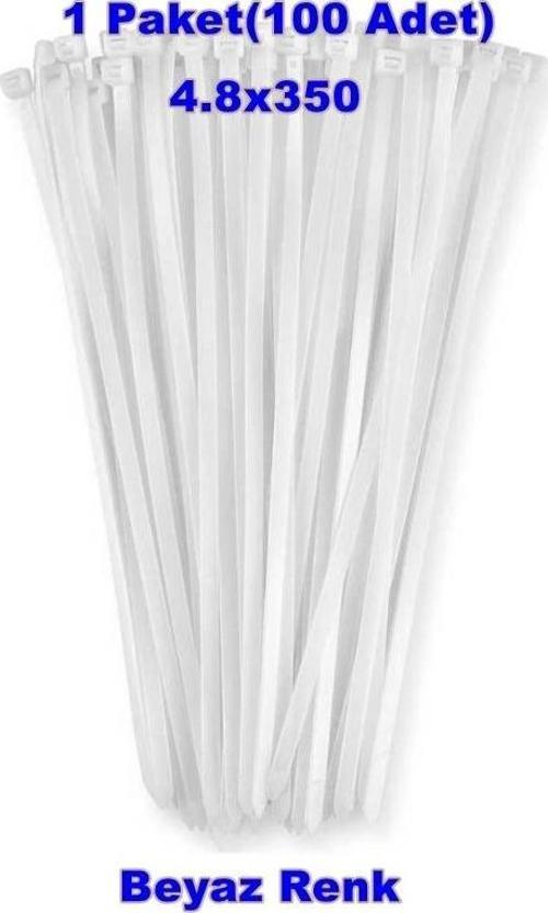 Klips Kablo Bağı 4.8x350 BEYAZ (100lü Paket) Kablo Cırdı