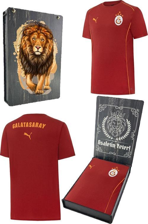 Orijinal Lisanslı Sıfır Yaka Kırmızı Antrenman 5 Yıldızlı T-Shirt Gs Aslan Ahşap Kutu