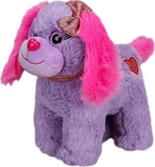 Renkli Peluş Köpek 25 cm. -Mor