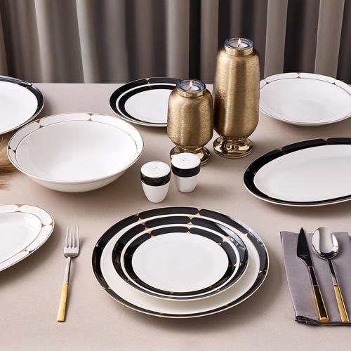 Crystal Provence Black 56 Parça 12 Kişilik Yemek Takımı