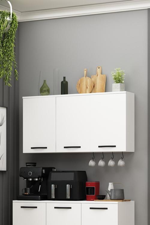 Smart Üst Modül Çok Amaçlı Dolap Erzak Dolabı Airfry Dolabı Kahve Köşesi Beyaz
