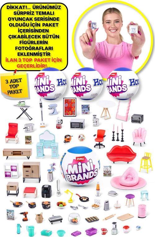Mini Brands Mini Home Ev   Eşyası Sürpriz   Fügürleri   Top Paket - 3 ADET