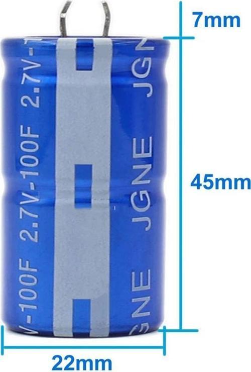 100F 2.7V Süpercap 22x45mm DIP Süper Kapasitör Enerji Depolama Güneş Rüzgar Akü Batarya Güç