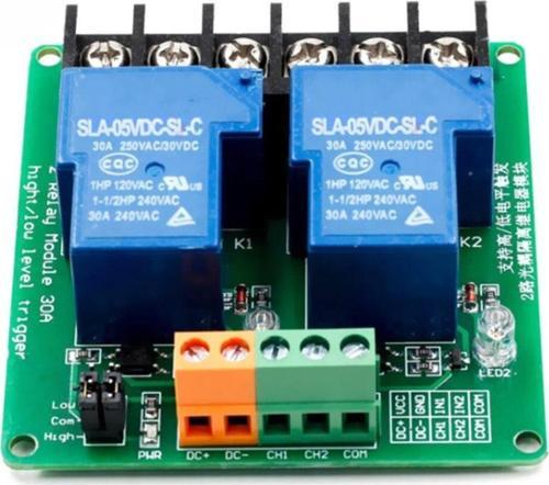 5V 2 Kanal 220V 30A Röle Modül Yüksek Akım Güç Kontrol Anahtarı Opto İzolasyon Düşük/Yüksek Tetik