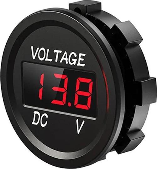 Su Geçirmez Dc 6V / 48V Voltmetre Yuvarlak Panel Tip Montajlanabilir Dijital Kırmızı Renk Led Ekran