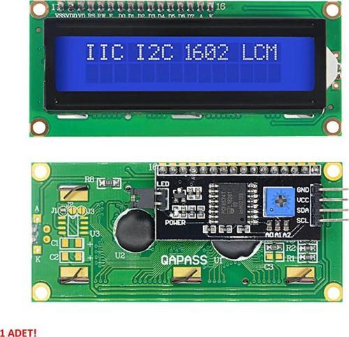 Iıc I2c Seri 1602a 2x16 Mavi Karakter Lcd Modül Display Ekran 5v Beyaz Arka Işık 16x2
