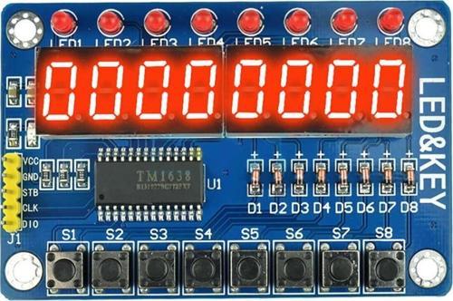 Tm1638 Modül 8 Hane 7 Segment Ekran 8x Kırmızı Led 8x Kullanıcı Butonu Dijital Display Gösterge