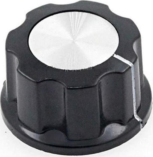 Plastik Pot Başlığı 16mm Siyah Gümüş Rotary Enkoder Ses Kontrol