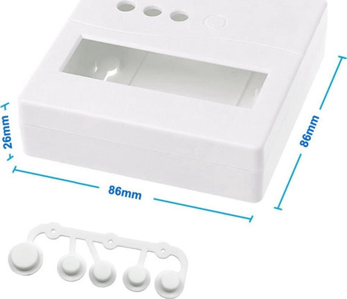Plastik Proje Kutusu 86x86mm Beyaz Duvara Yüzeye Montaj Tip 1602 Lcd 3 Buton Elektronik Devre