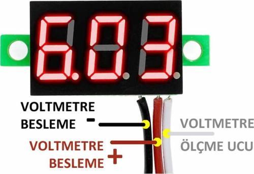 0.36 Inch Dc 4,2v-30v Dijital Voltmetre Kırmızı 3 Telli 0.36” Dc 0-30v Voltaj Besleme Güç Kaynağı