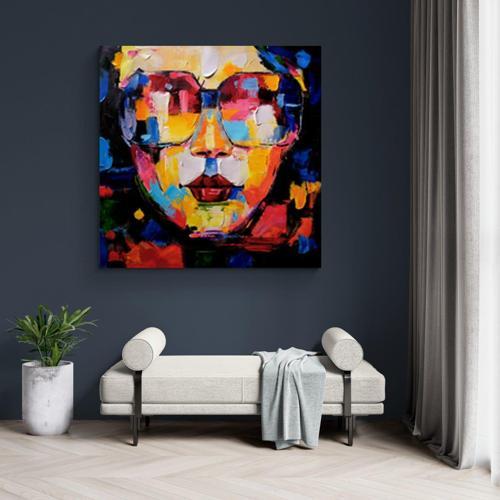 Femme Yağlı Boya Dokulu Tablo 100X100 Çerçevesiz