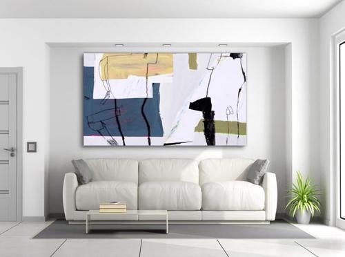 Falas Yağlı Boya Dokulu Tablo 100X150  Siyah Çerçeveli