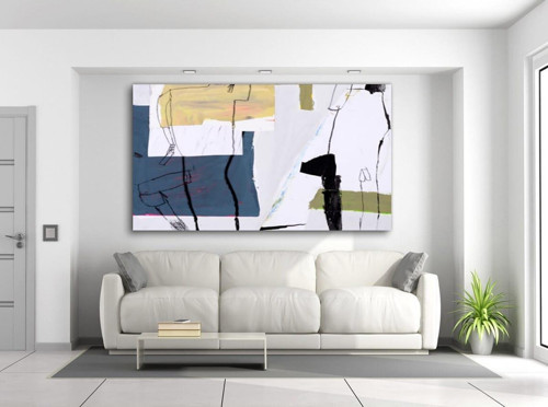 Falas Yağlı Boya Dokulu Tablo 90X120 Siyah Çerçeveli