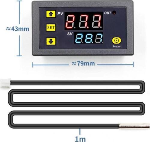W3230 Dc 12v Dijital Termostat Modül Sıcaklık Kontol Kartı Isıtıcı Soğutucu Kuluçka Akvaryum