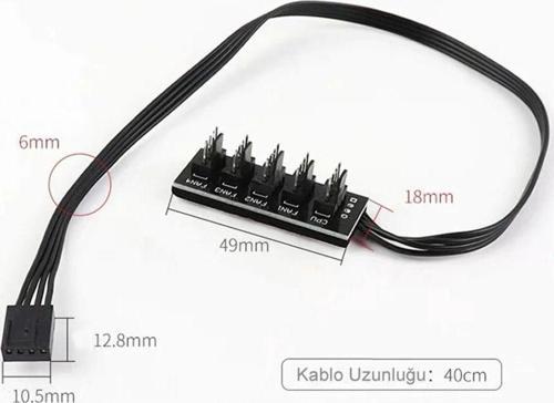 40cm 5li Fan Port Çoğaltıcı Kart Cpu Soğutucu Güç Hub Uzatma